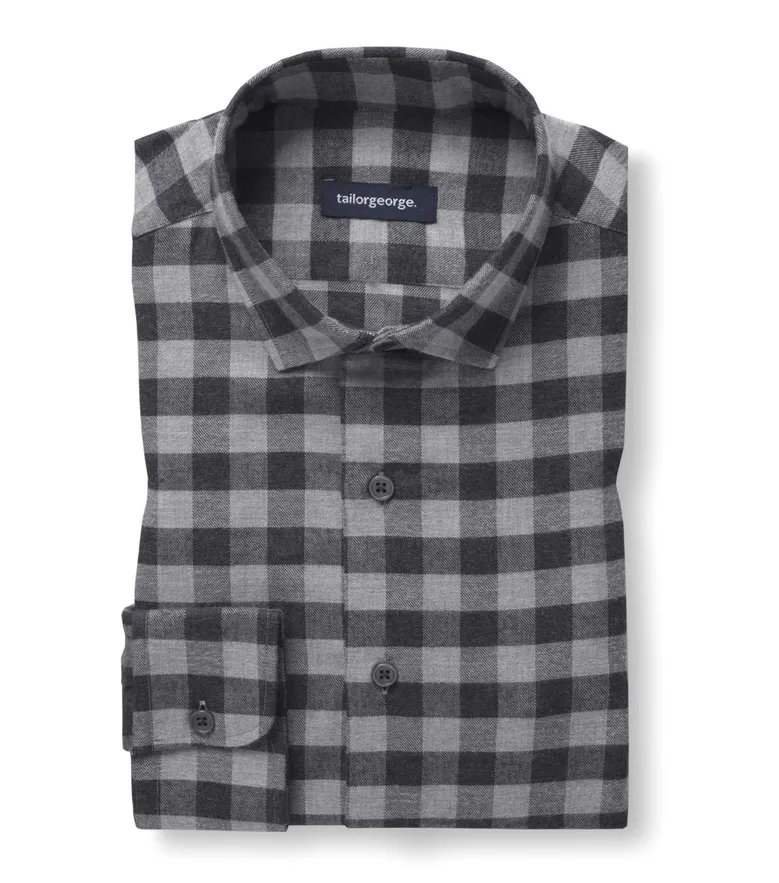 Chemise en flanelle à carreaux gris
