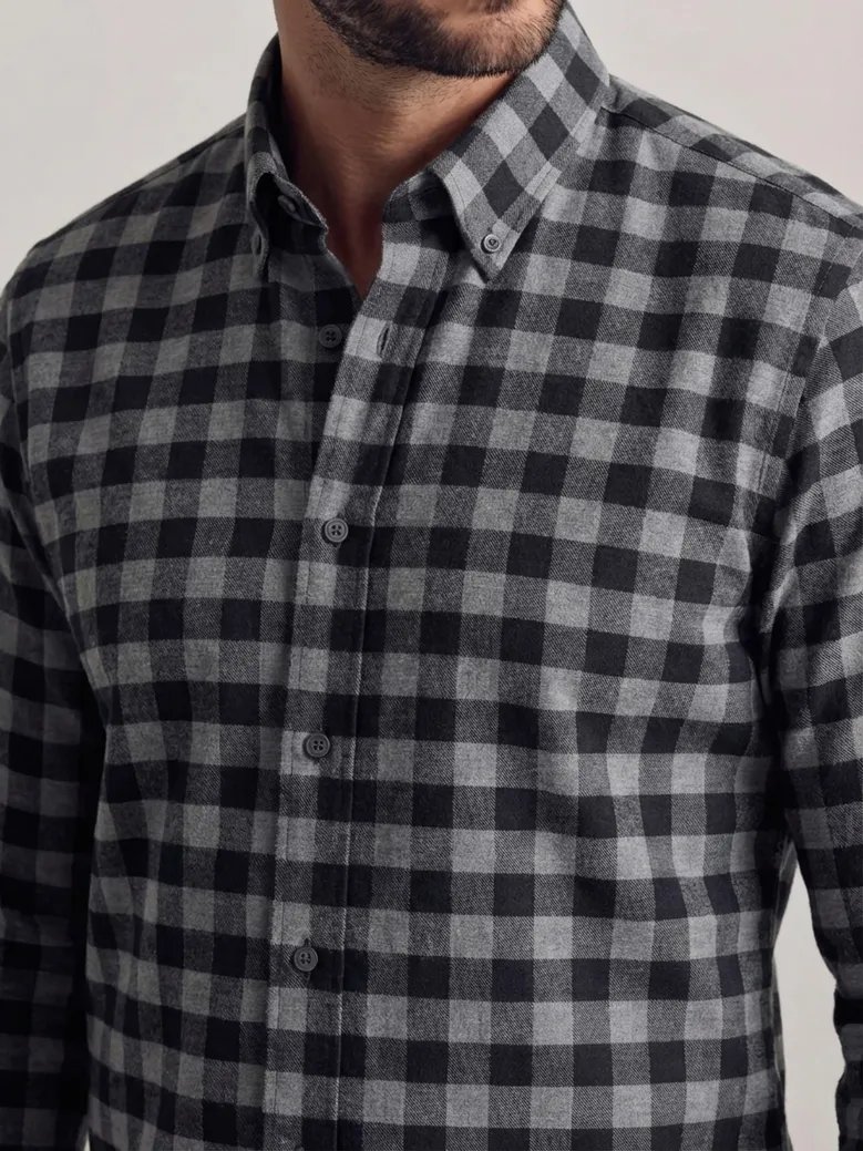 Chemise en flanelle à carreaux gris