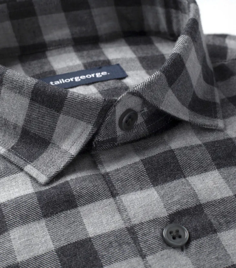 Chemise en flanelle à carreaux gris