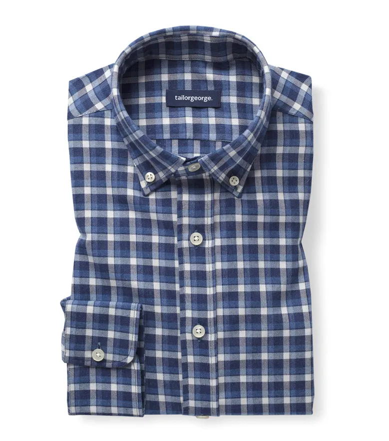 Chemise en flanelle à carreaux bleu marine