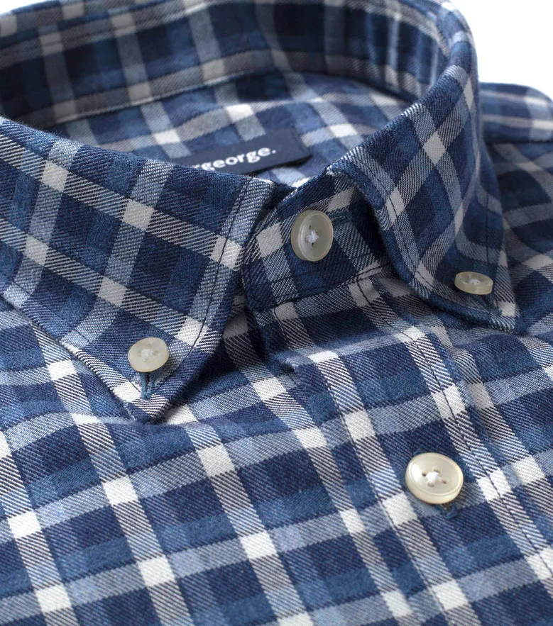 Chemise en flanelle à carreaux bleu marine
