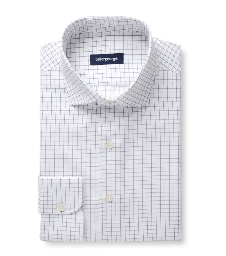 Chemise en twill à carreaux bleu marine facile à repasser