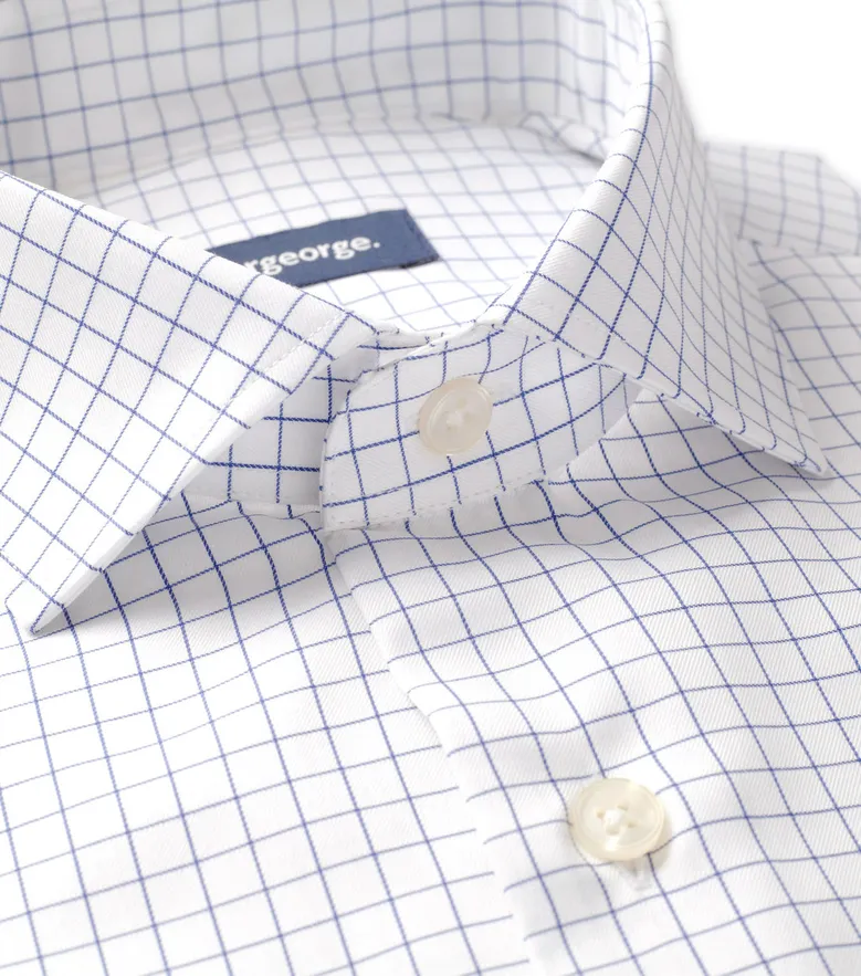 Chemise en twill à carreaux bleu marine facile à repasser