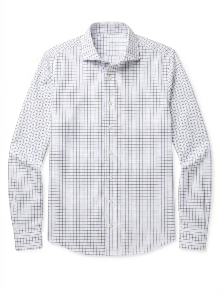Chemise en twill à carreaux bleu marine facile à repasser