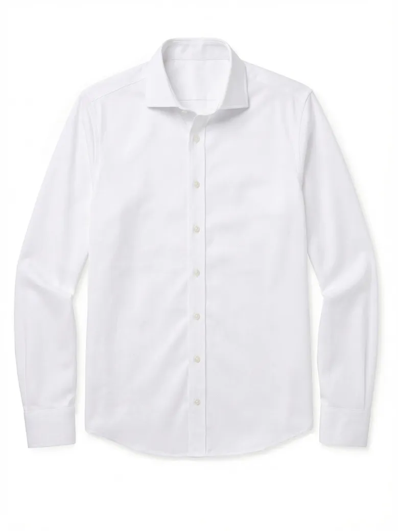 Chemise en twill uni blanc facile à repasser