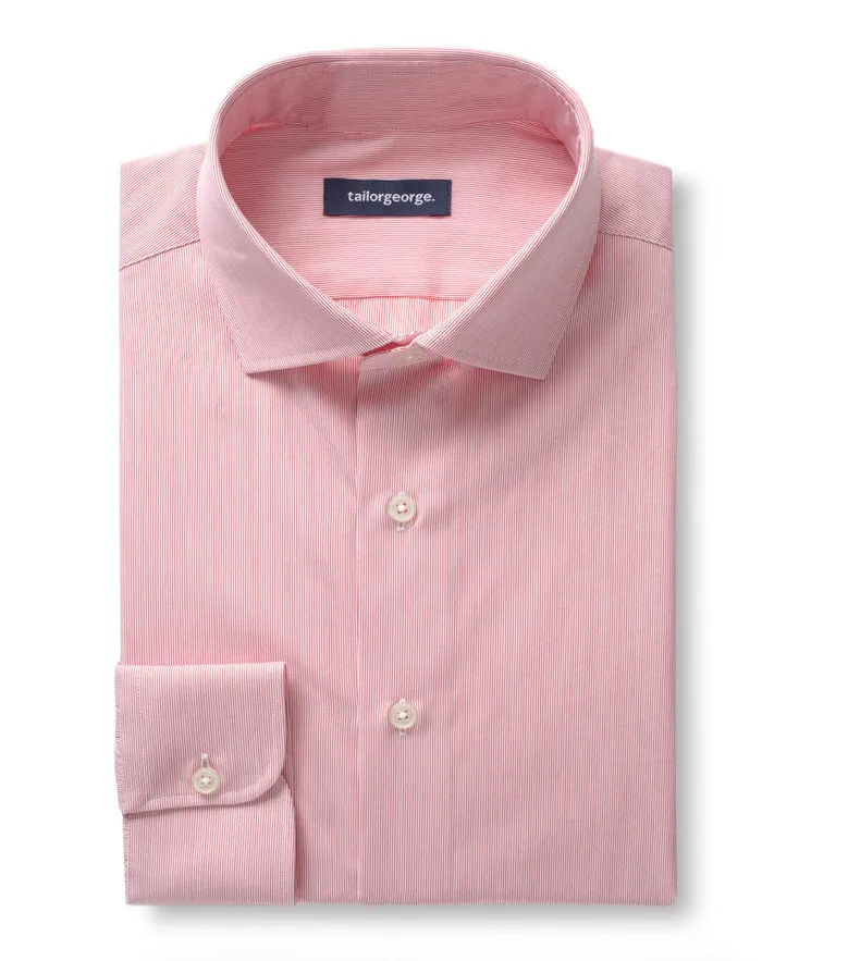 Chemise en popeline à rayures rouge