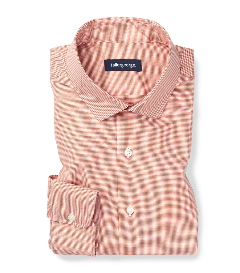Chemise en twill à carreaux orange facile à repasser
