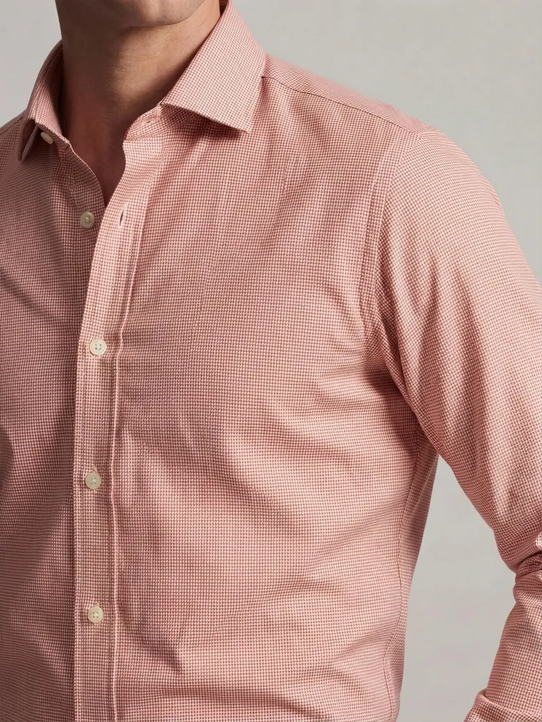 Chemise en twill à carreaux orange facile à repasser