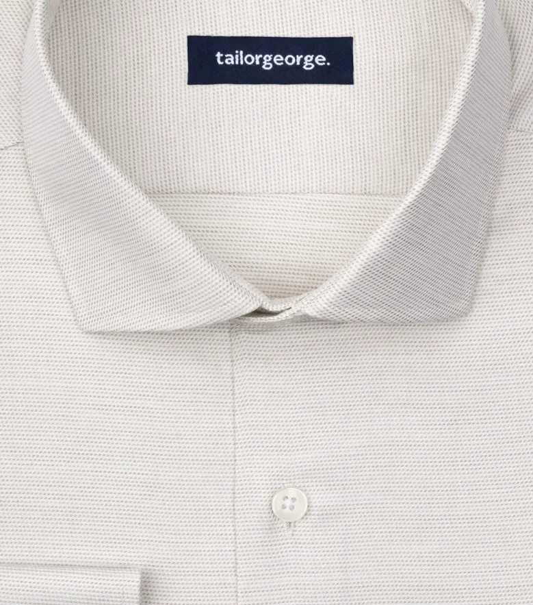 Chemise en twill uni beige facile à repasser