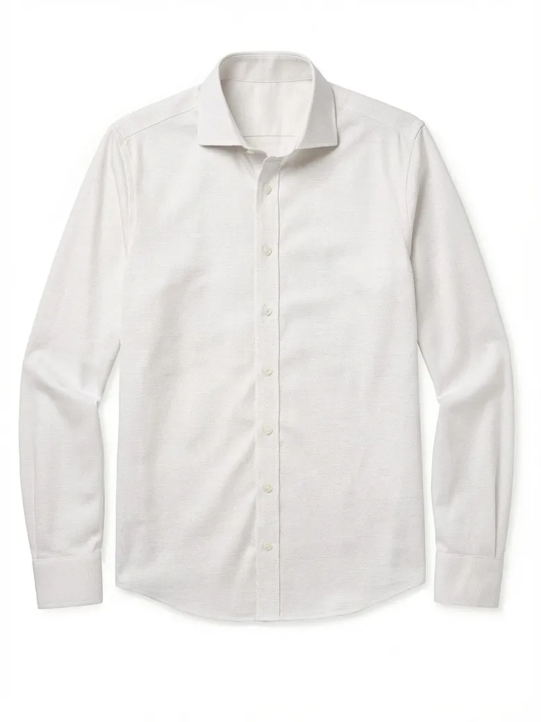 Chemise en twill uni beige facile à repasser