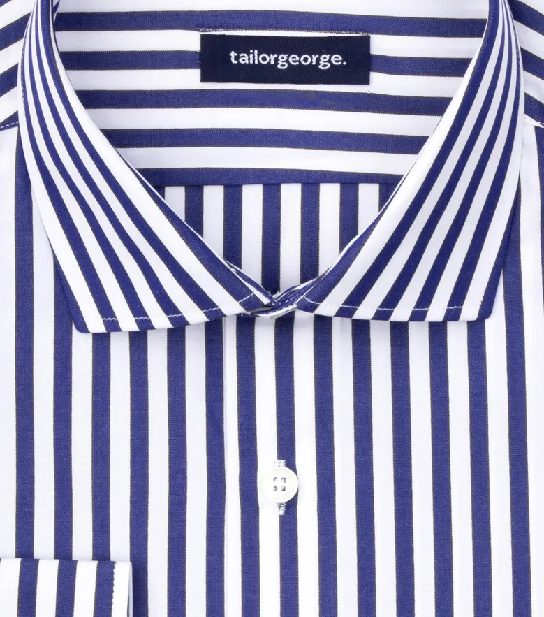 Chemise en popeline à rayures bleu