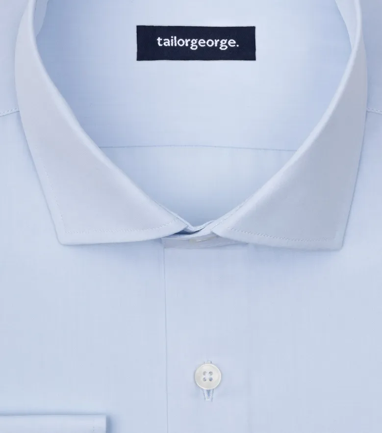 Chemise en popeline unie bleu ciel facile à repasser
