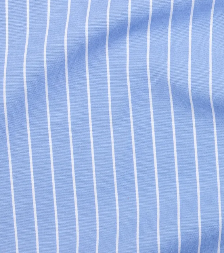Chemise en popeline à rayures bleu clair facile à repasser