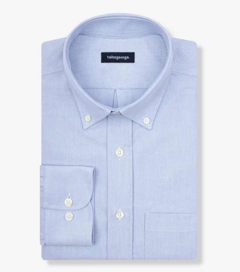 Chemise en Oxford américain épais uni bleu clair