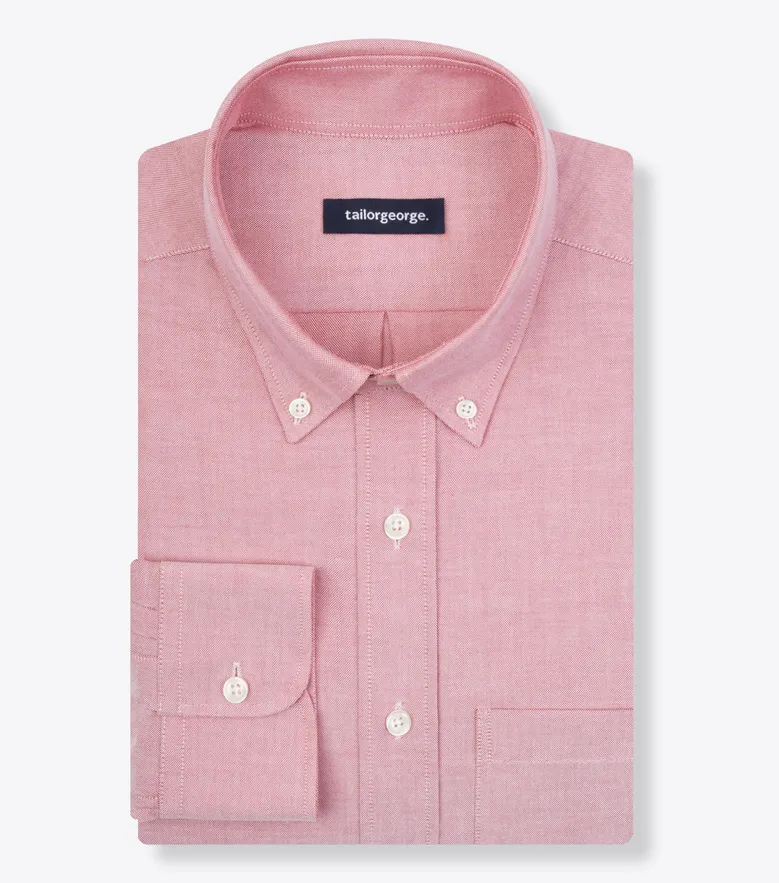 Chemise en Oxford américain épais uni rose dragée