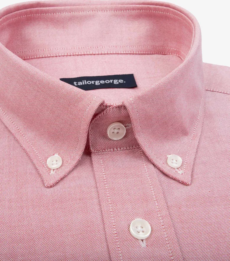 Chemise en Oxford américain épais uni rose dragée