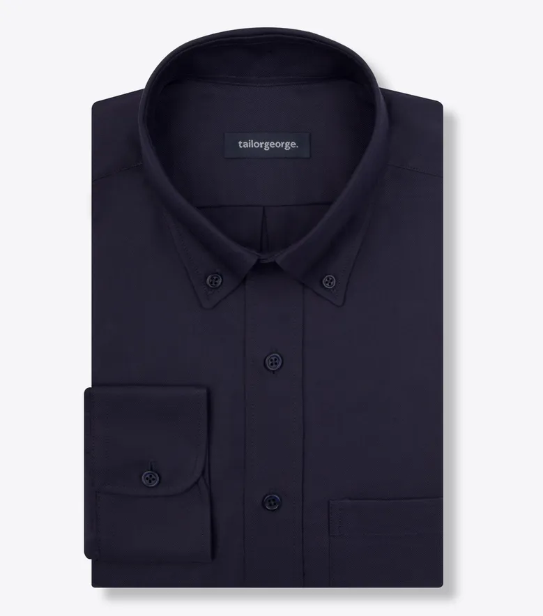 Chemise en Oxford américain épais uni bleu marine