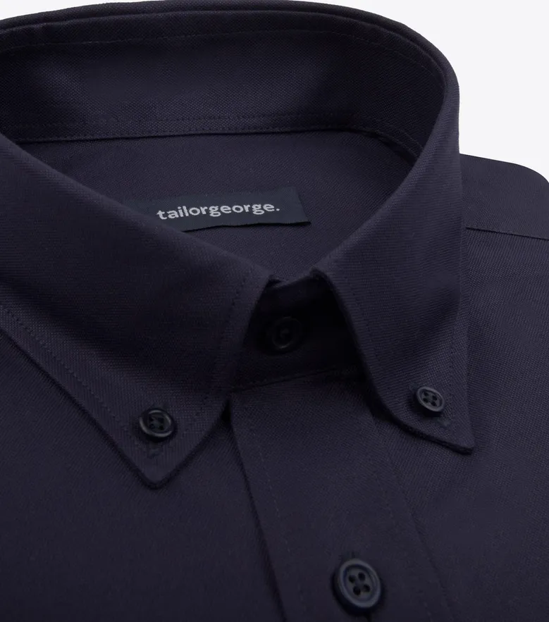 Chemise en Oxford américain épais uni bleu marine