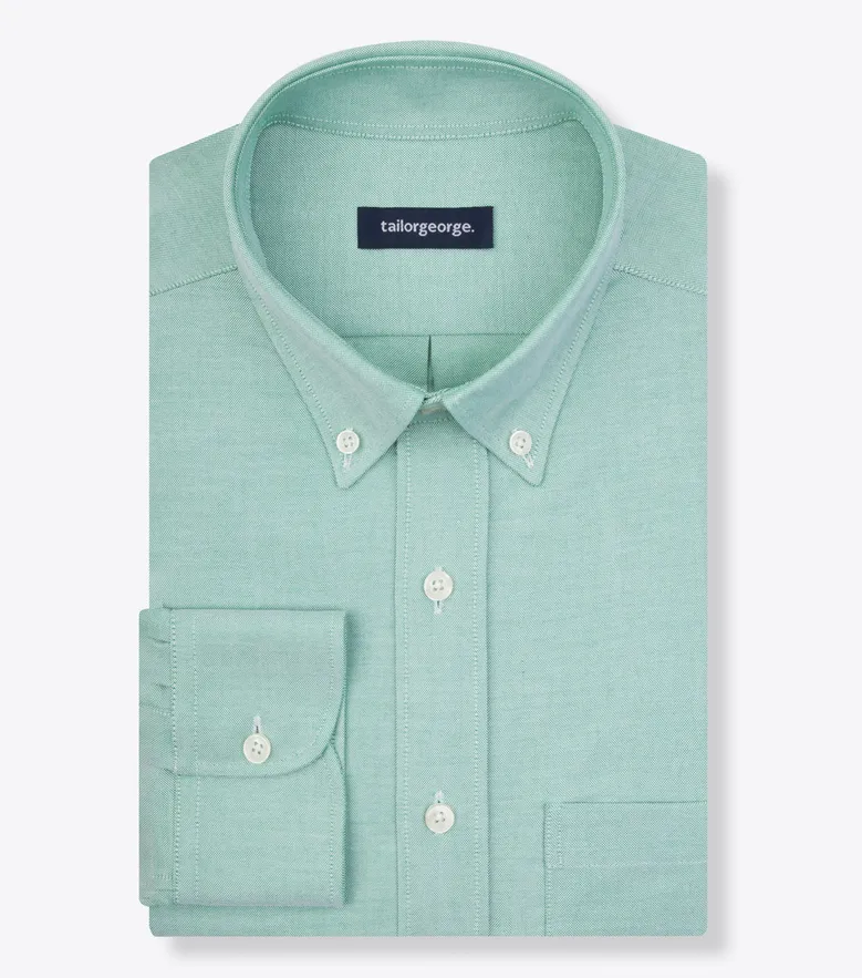Chemise en Oxford américain épais uni vert