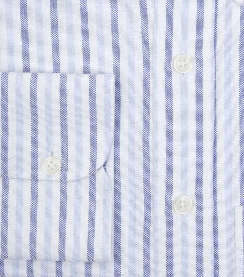 Chemise en Oxford américain épais à rayures bleu ciel