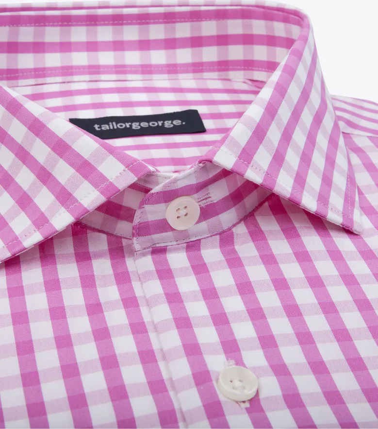 Chemise en popeline à carreaux rose