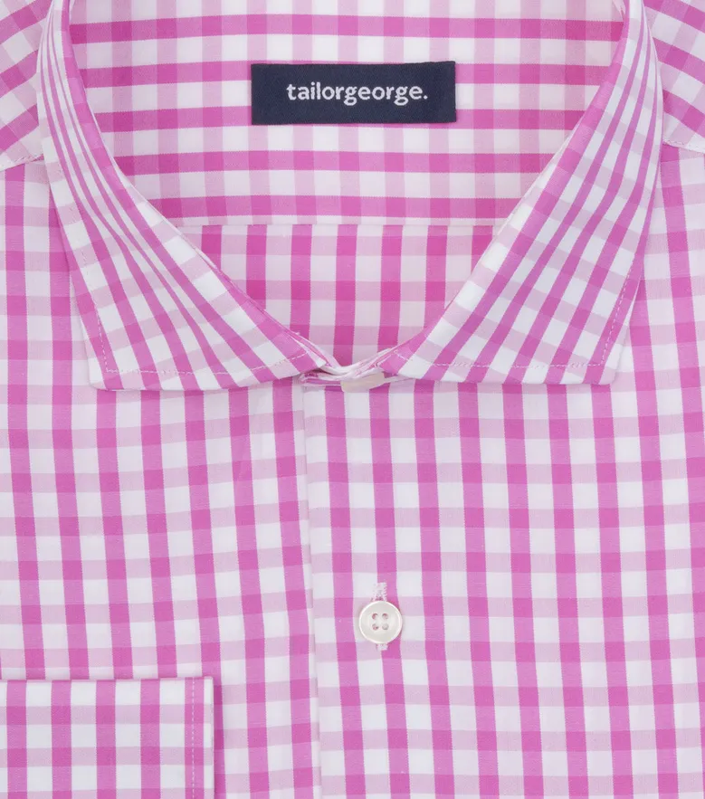 Chemise en popeline à carreaux rose