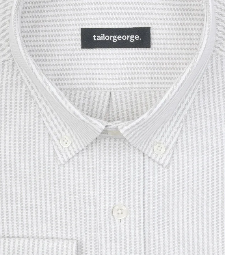 Chemise en Oxford américain épais à rayures gris clair