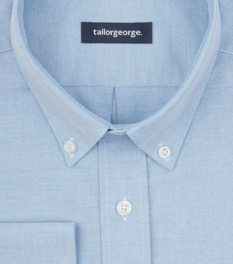 Chemise en Oxford américain épais uni bleu clair