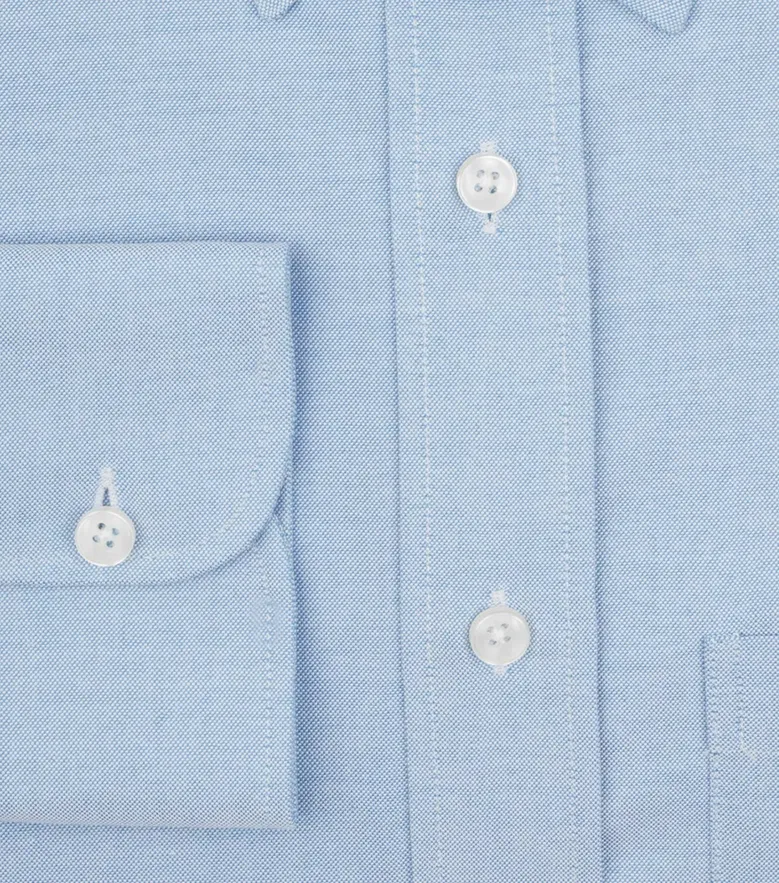 Chemise en Oxford américain épais uni bleu clair