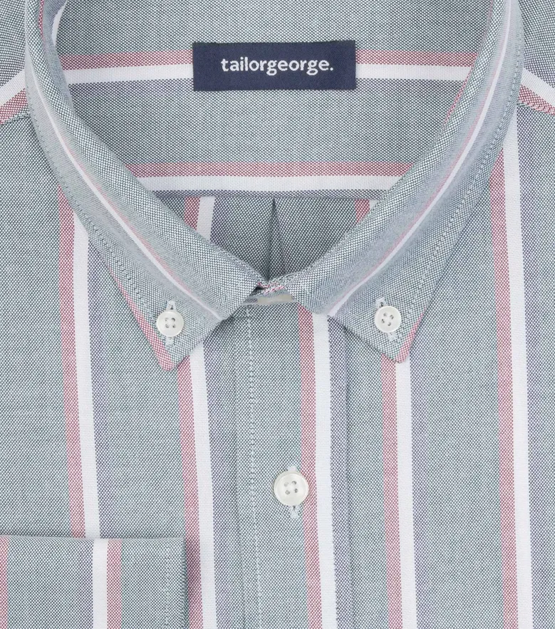 Chemise en Oxford américain épais à rayures gris clair