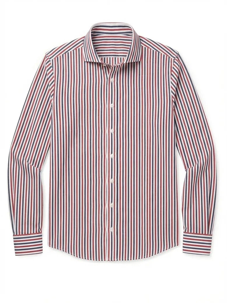 Chemise en popeline à rayures bleu