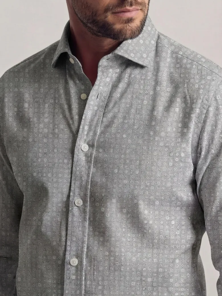 Chemise en flanelle légère grise à motif