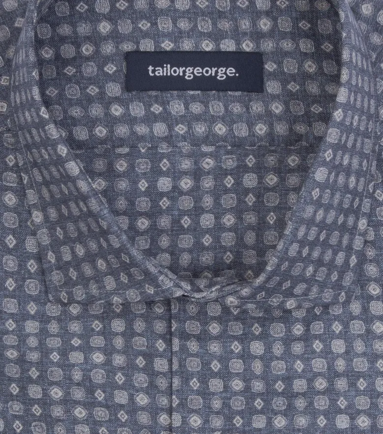 Chemise en flanelle légère bleu indigo à motif