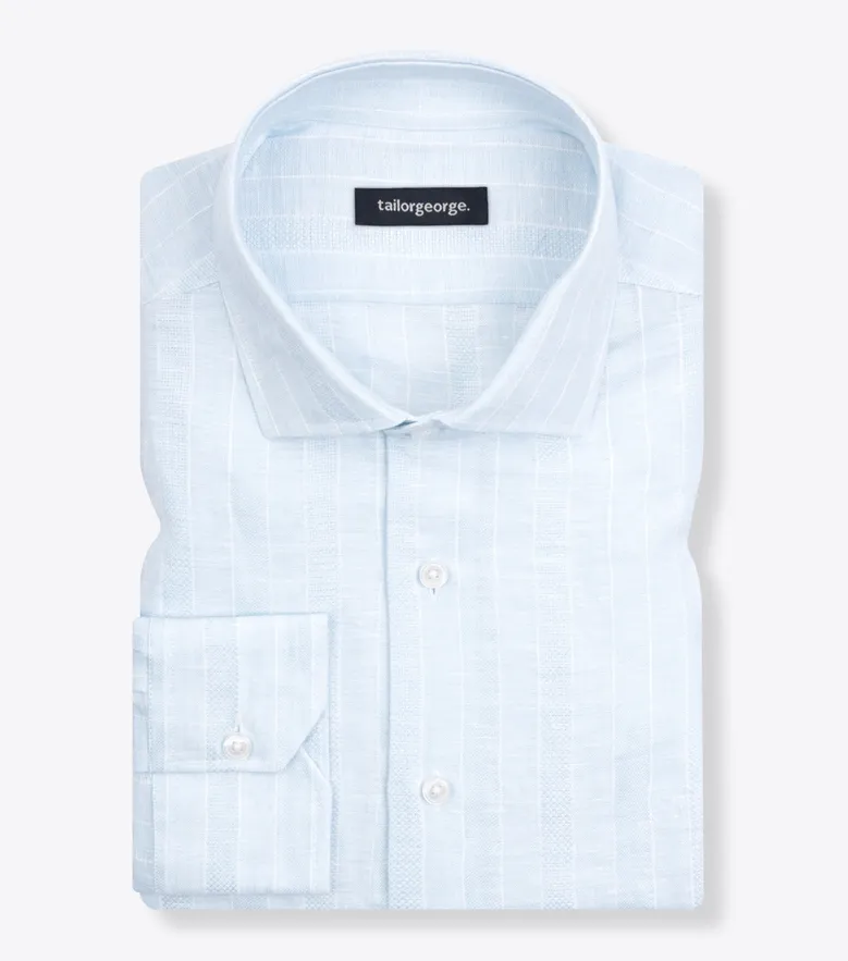 Chemise en lin à rayures bleu ciel