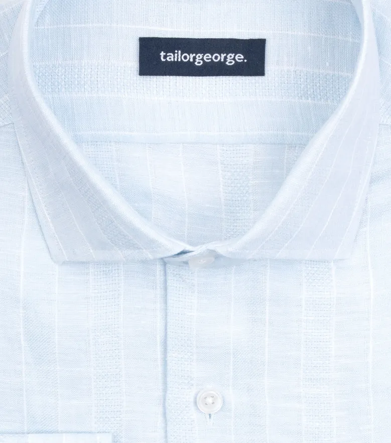 Chemise en lin à rayures bleu ciel