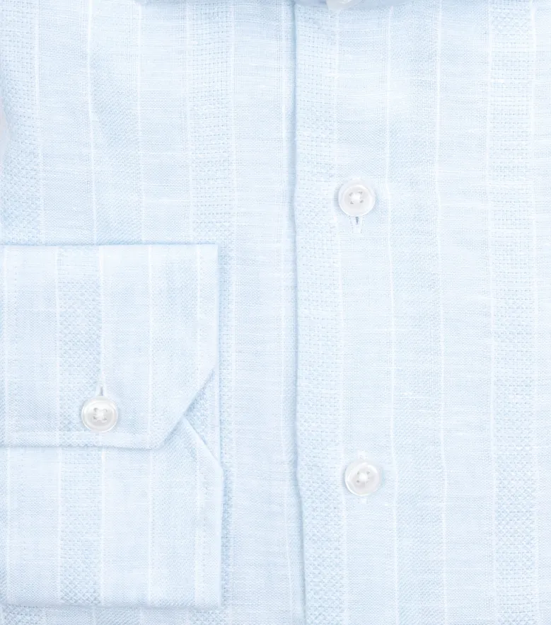 Chemise en lin à rayures bleu ciel