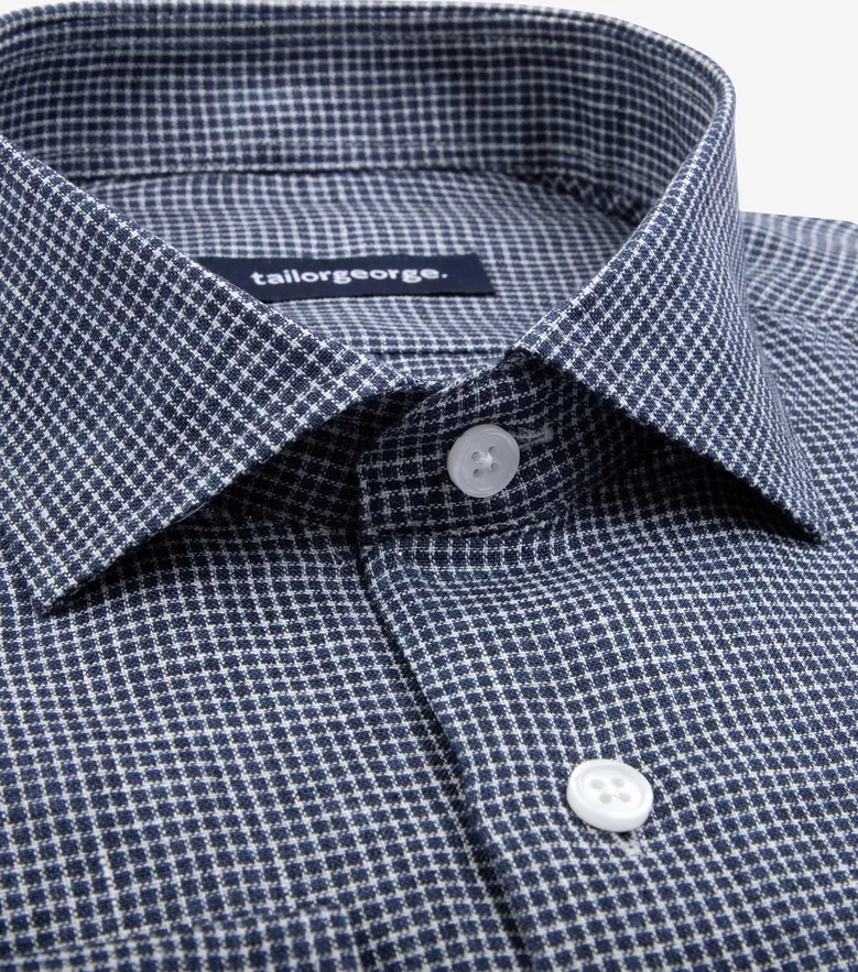 Chemise en lin à carreaux bleu marine