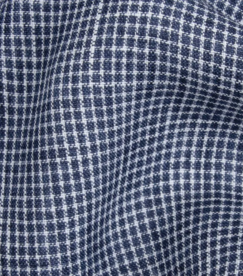 Chemise en lin à carreaux bleu marine