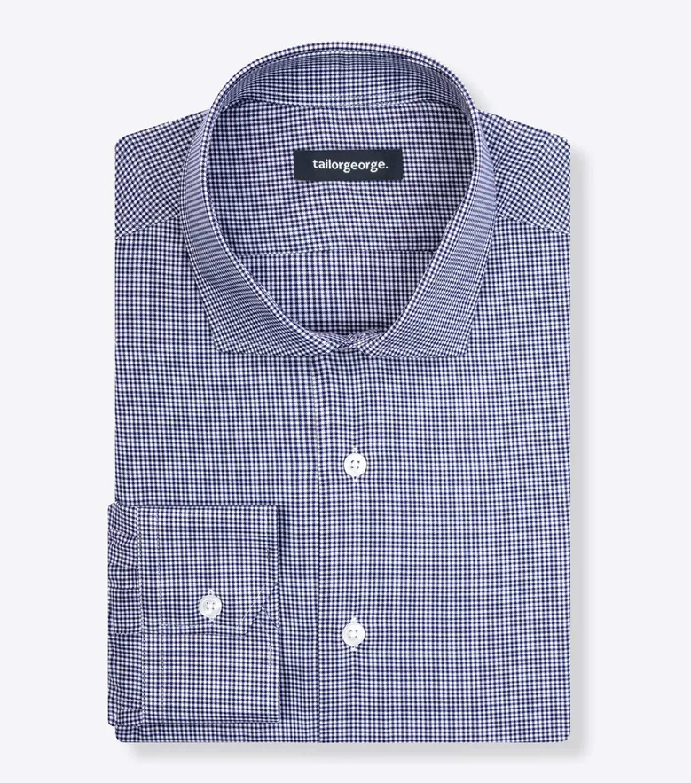 Chemise en twill à carreaux bleu marine