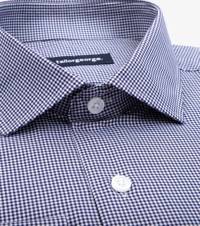 Chemise en twill à carreaux bleu marine