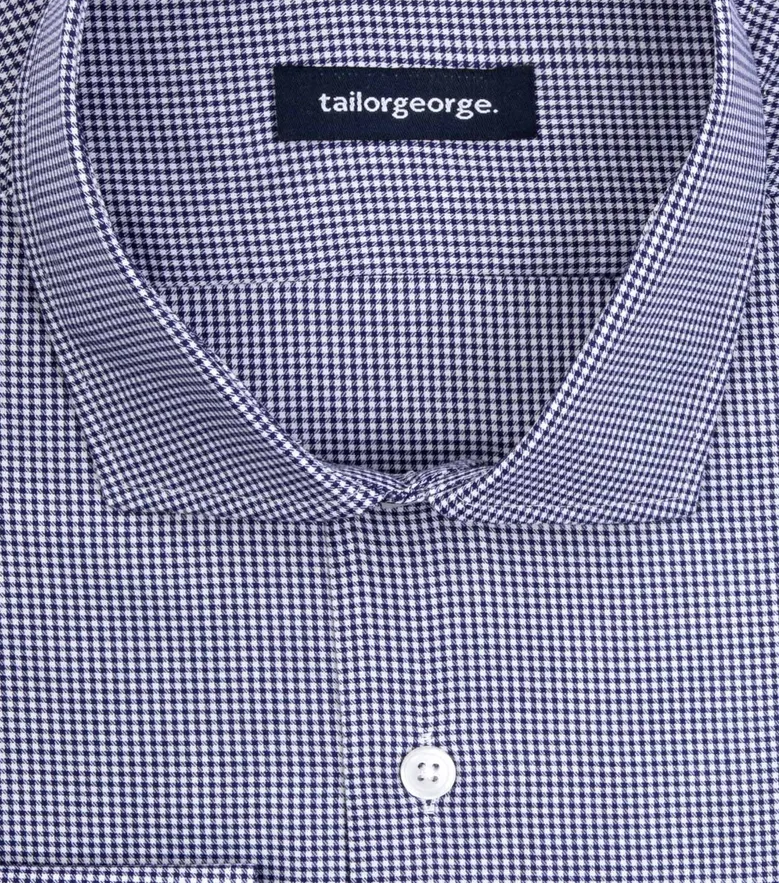 Chemise en twill à carreaux bleu marine