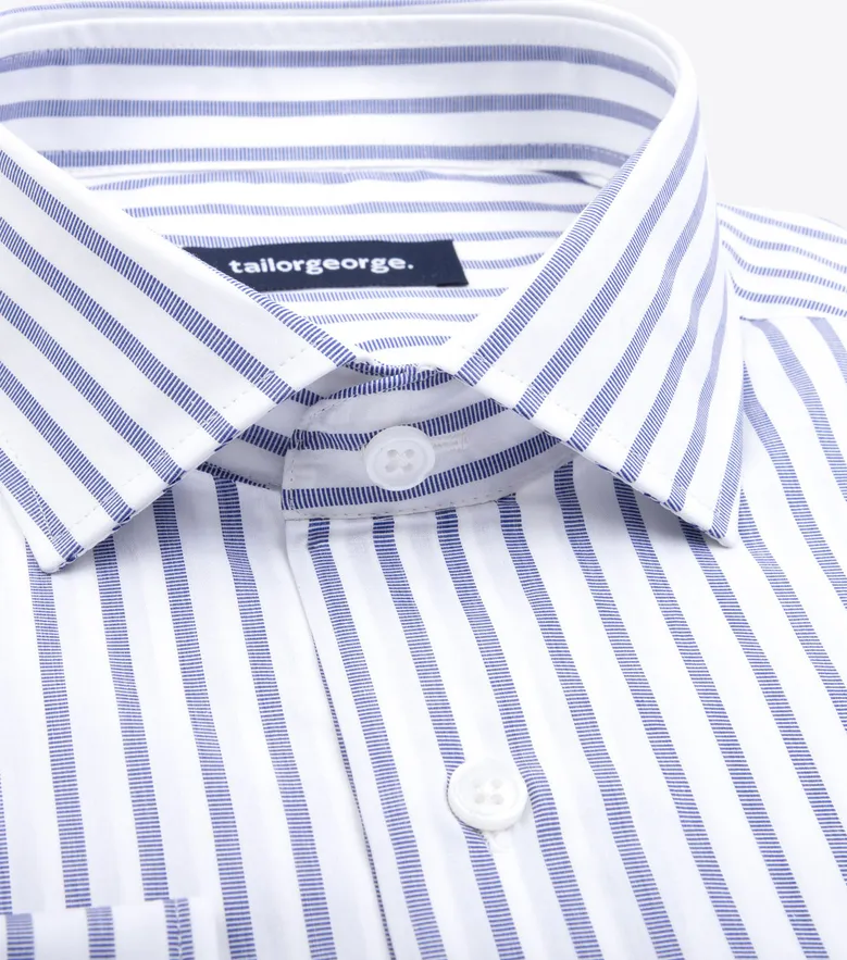 Chemise en fil-à-fil à rayures bleues