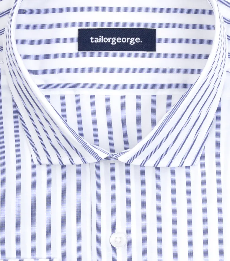 Chemise en fil-à-fil à rayures bleues
