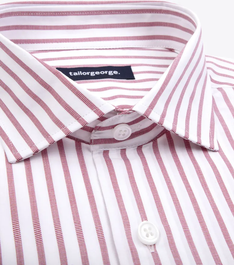 Chemise en fil-à-fil à rayures rouge bordeaux