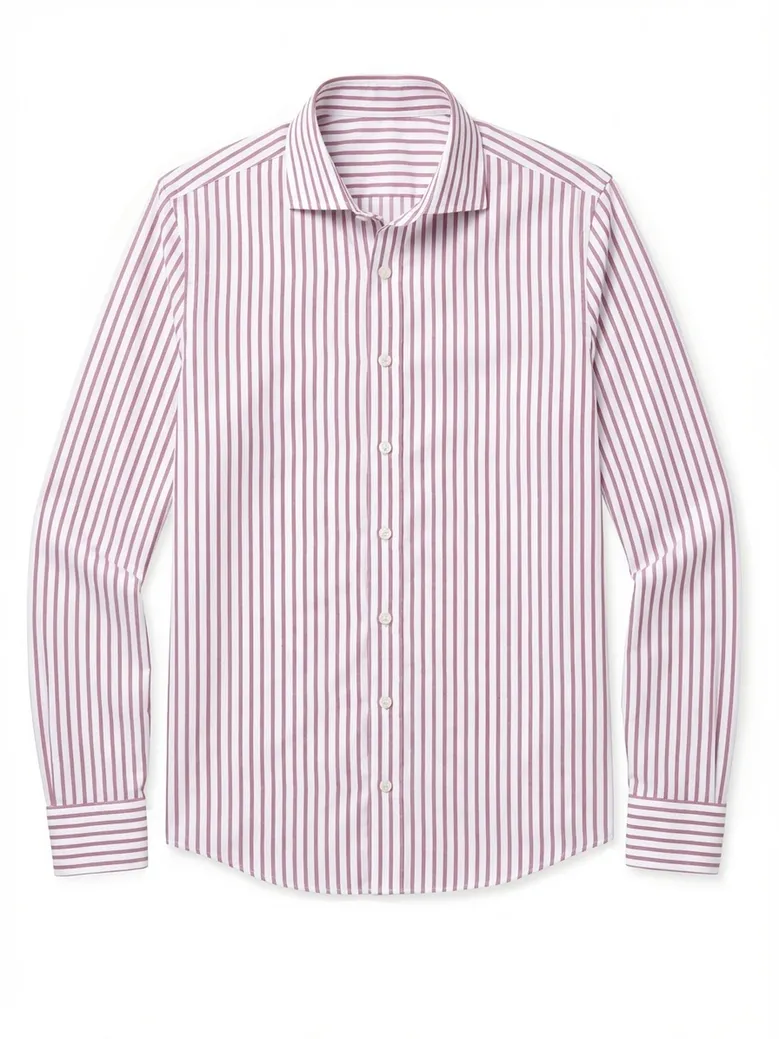 Chemise en fil-à-fil à rayures rouge bordeaux