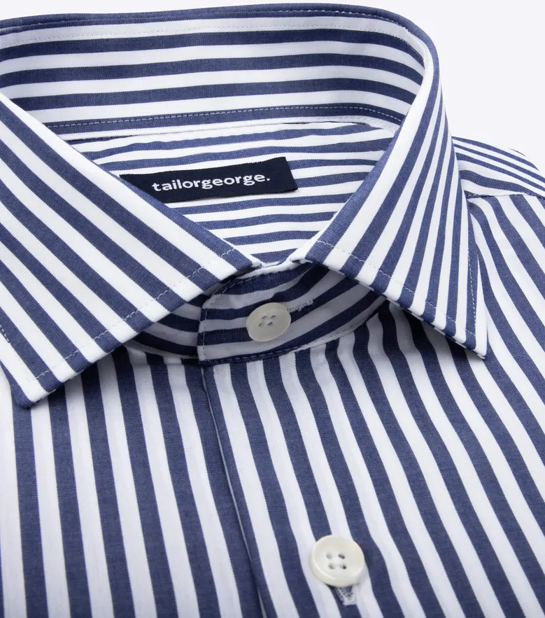 Chemise en popeline à rayures bleues