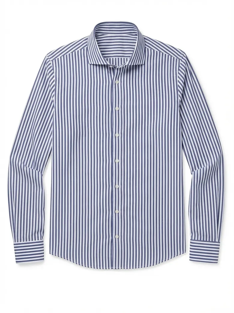 Chemise en popeline à rayures bleues