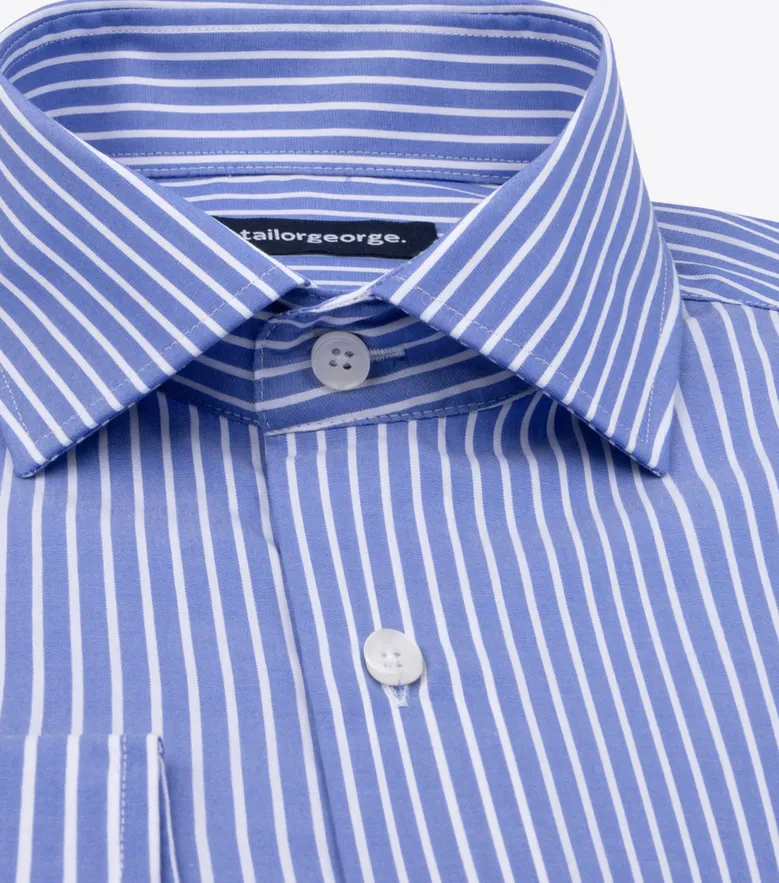 Chemise en popeline à rayures bleues