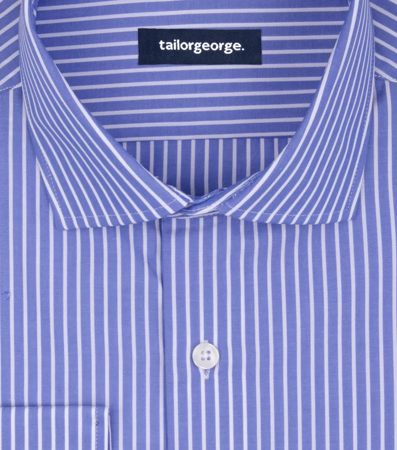 Chemise en popeline à rayures bleues