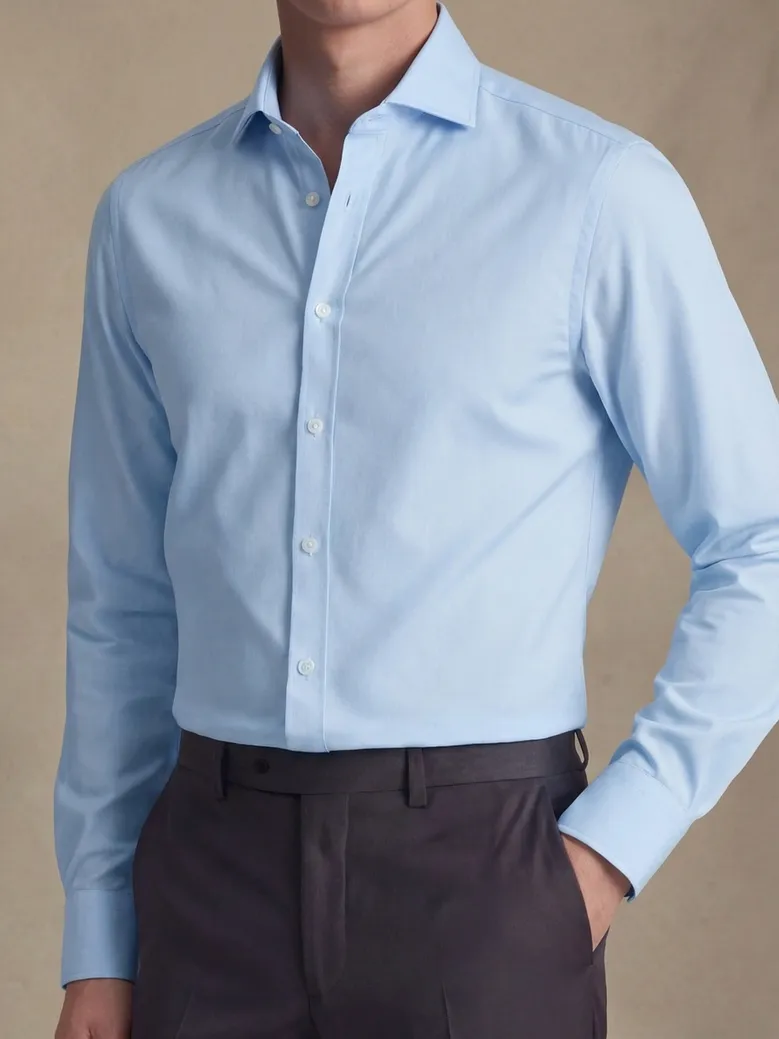 Chemise en popeline uni bleu ciel